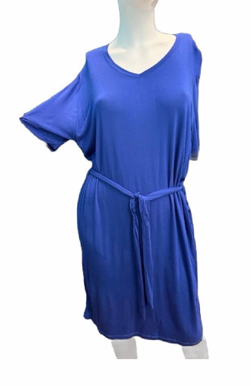 Daily Collection Royal Blue Tie Front T Shirt Dress Women’s Size Large NEW WITH